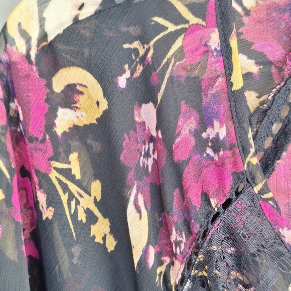 Jessica Simpson Maternity Women's Dress SzM Sheer Blk/Pink Floral Black Lace - Picture 4 of 10